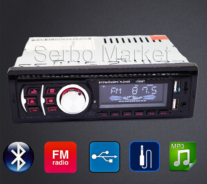 Автомагнитола 1 din 2xUSB microSD Bluetooth Fm Aux пульт Pion-SВ-1782BT ...