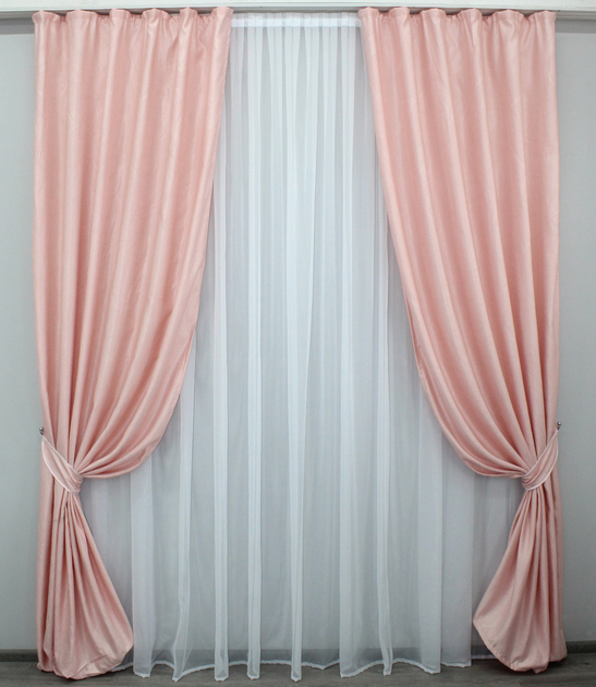 Комплект штор VR-Textil жаккард розовые 275х150 см 2 шт (30-769) – фото ...