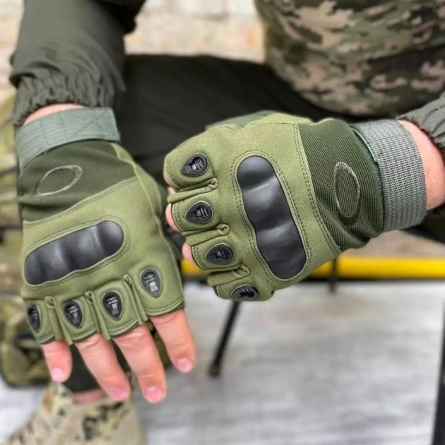 Рукавиці тактичні безпалі Oakley Tactical безпалі тактичні рукавиці зеленого кольору розмір L - зображення 2