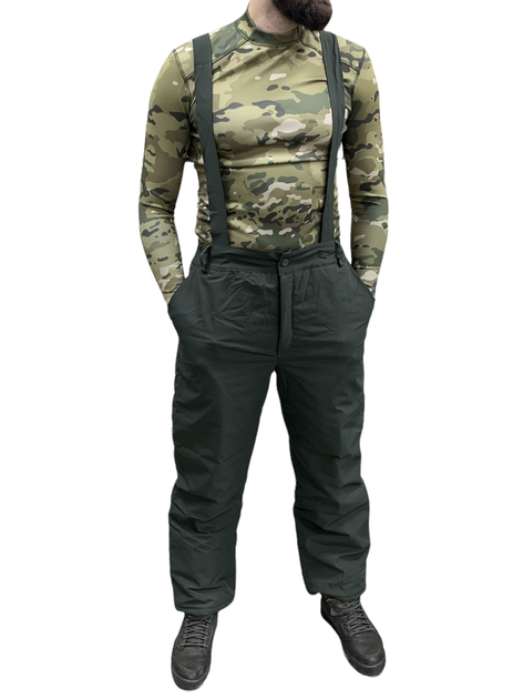 Штани зимові ЗСУ Хакі теплі військові штани до -20 градусів з підтяжками розмір 48-50 зріст 167-179 - зображення 1