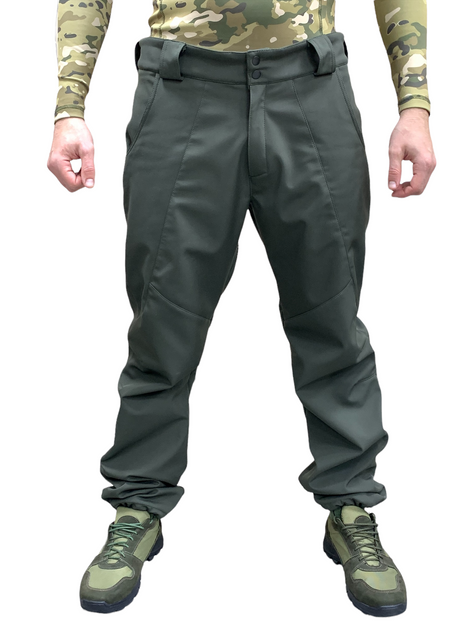 Тактичні штани ЗСУ Софтшелл Олива теплі військові штани на флісі розмір 60-62 зріст 167-179 - зображення 1