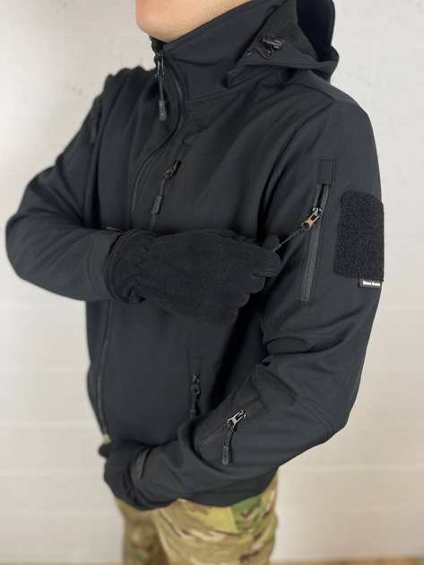 Демисезонная чёрная мужская флисовая куртка размер XL - изображение 2