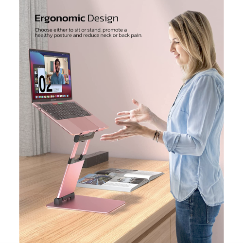 Подставка для ноутбука Nulaxy Ergonomic Laptop Stand Rose Gold (C5-01) - Фото 3 Подставка для ноутбука Nulaxy Ergonomic Laptop Stand Rose Gold (C5-01) - изображение 3