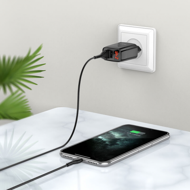 Зарядное устройство для HOCO С86А 2.4 A 2 Usb (LED) Black Черный - Фото 6 Зарядное устройство для HOCO С86А 2.4 A 2 Usb (LED) Black Черный - изображение 6