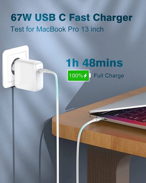 Зарядний пристрій IFEART 67 W USB Type-C з LED + 2 м USB-кабель Type-C - зображення 2
