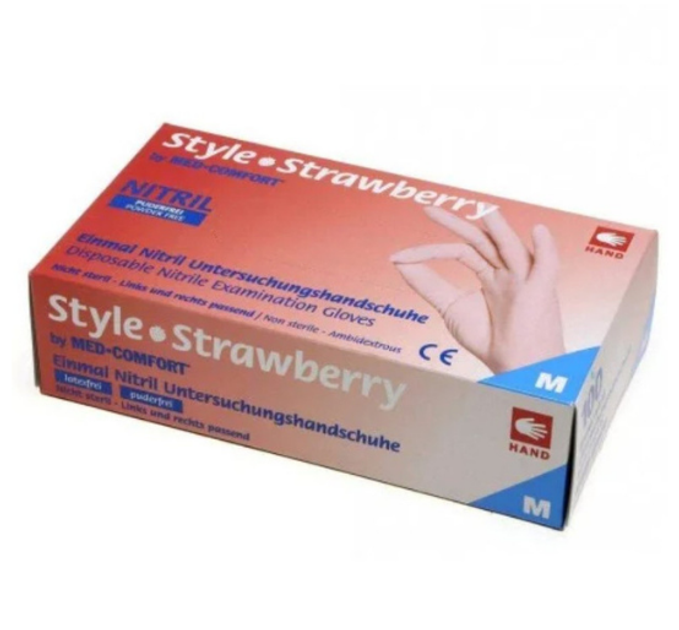 Перчатки нітрилові AMPri Style Strawberry (100 шт. / 50 пар), світло-рожеві, розмір M - зображення 1