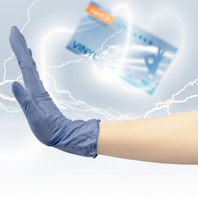 Рукавички медичні Вінілові Синтетичні (Вітріл/Vitryl) MediOk, розмір L, (100 шт./50 пар) блакитні - изображение 2