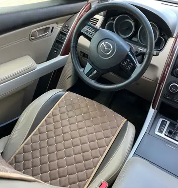 Накидка для авто з перфорованої екошкіри, Світло-коричнева, Стандарт, 1 передня - зображення 2