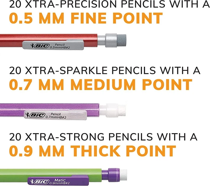 Набір механічних олівців BIC Xtra-Smooth Mechanical Pencil, Medium Point 0.5 - 0.7 - 0.9 мм (‎ WX7TG026) - зображення 4