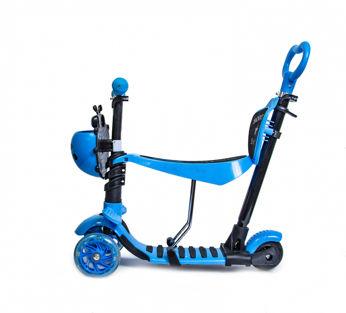 Детский самокат Scooter 5in1 с корзинкой "Божья коровка" синий ...