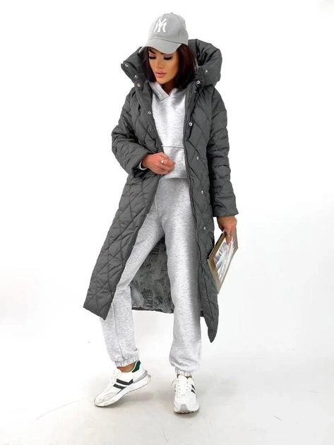 Пальто женское зимнее с капюшоном на синтепоне длинное