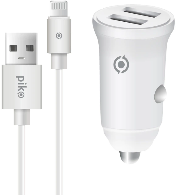 Автомобильное зарядное устройство для Piko CC-312 2xUSB 3.1A 15.5W с кабелем USB-A to Lightning (1283126538810) - Фото 1 Автомобильное зарядное устройство для Piko CC-312 2xUSB 3.1A 15.5W с кабелем USB-A to Lightning (1283126538810) - изображение 1