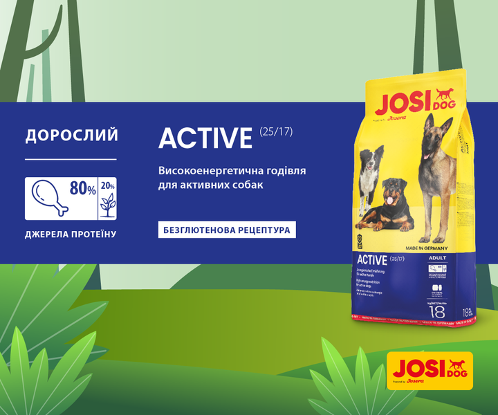 Сухой корм для взрослых собак JosiDog Active Adult с мясом домашней птицы 900 г (4032254745471) - изображение 2