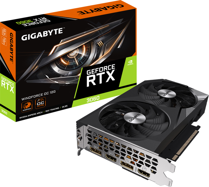 Видеокарта Gigabyte PCI-Ex GeForce RTX 3060 Windforce OC 12GB GDDR6 (192bit) (1792/15000) (2 х HDMI, 2 х DisplayPort) (GV-N3060WF2OC-12GD) - изображение 8