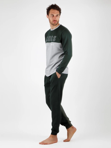 Piżama męska z długimi spodniami i długim rękawem Admas Lois 56386 L khaki (8433623632297) - obraz 3