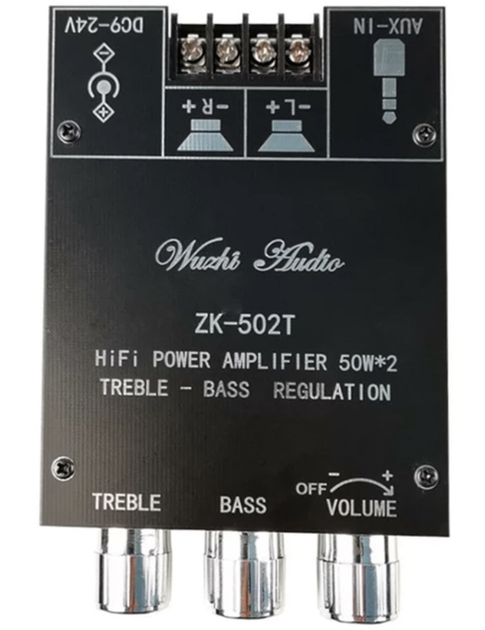 Аудио усилитель TPA3116 2.0, 9-24В 2А, 2x50Вт, Bluetooth 5.0, ZK-502T - Фото 1 Аудио усилитель TPA3116 2.0, 9-24В 2А, 2x50Вт, Bluetooth 5.0, ZK-502T - изображение 1