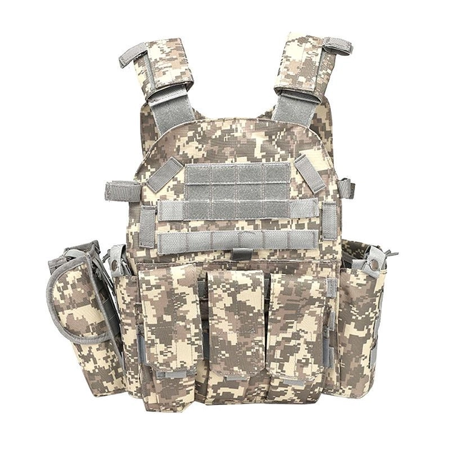 Жилет тактичний військовий плитоноска / розвантаження Tactical Vest A64 Molle піксель камуфляж - зображення 1