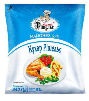 Майонез 67% Кухар Рішельє 340 г - Фото 1 Майонез 67% Кухар Рішельє 340 г - изображение 1