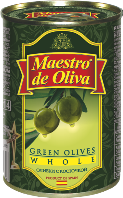 Оливки зелені з кісточкою Maestro de Oliva 280г (8436024296136) - зображення 1