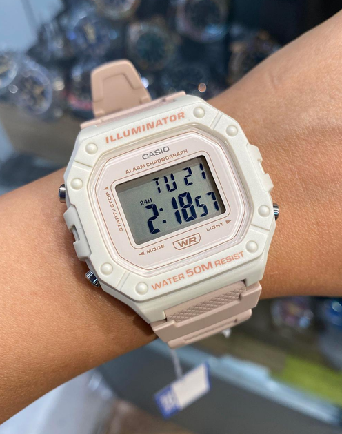 Женские наручные часы Casio W-218HC-4A2 Белый\Кремовый ремень 12/24 ч - изображение 3