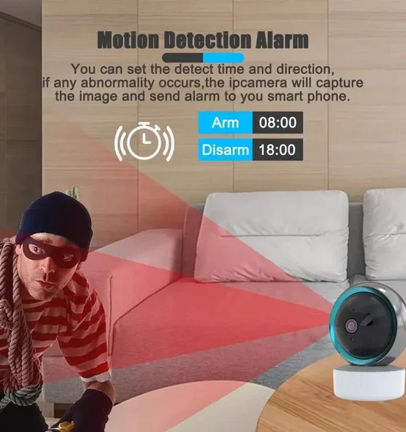 Мини камера поворотная Tuya Smart Life 1080р IP Wi-Fi Беспроводная мини камера видеонаблюдения с ночной съемкой - изображение 7