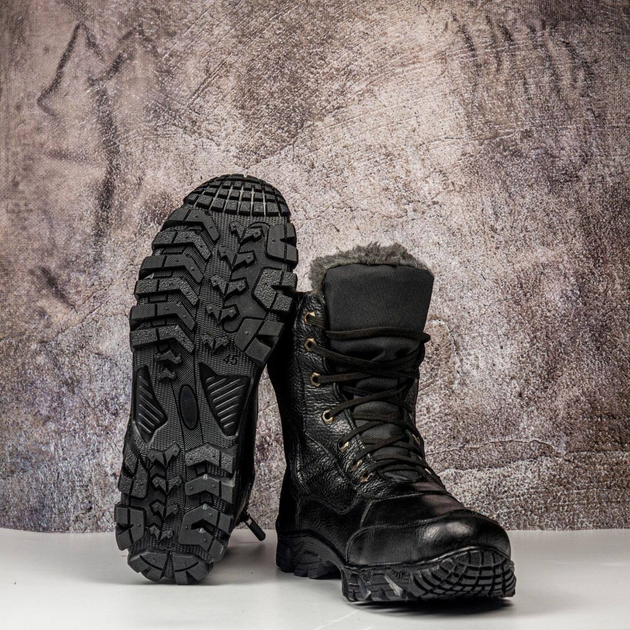 Зимние тактические берцы Nato Черные, Ботинки из натуральной кожи. 40 - изображение 1
