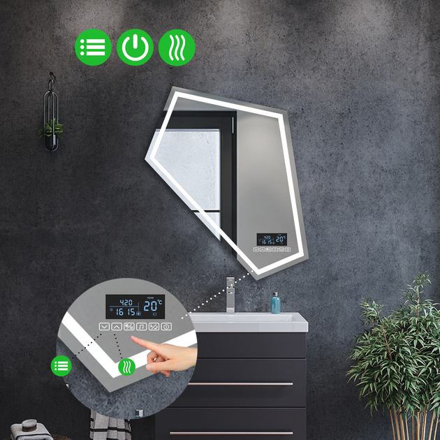 LED-зеркало 120x100см, с Smart-блоком и подогревом, модель Modulo 1 ...