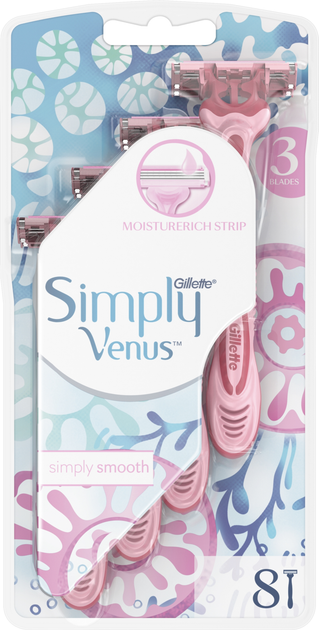 Одноразові станки для гоління (Бритви) жіночі Simply Venus 3 8 шт (7702018465767) - зображення 2