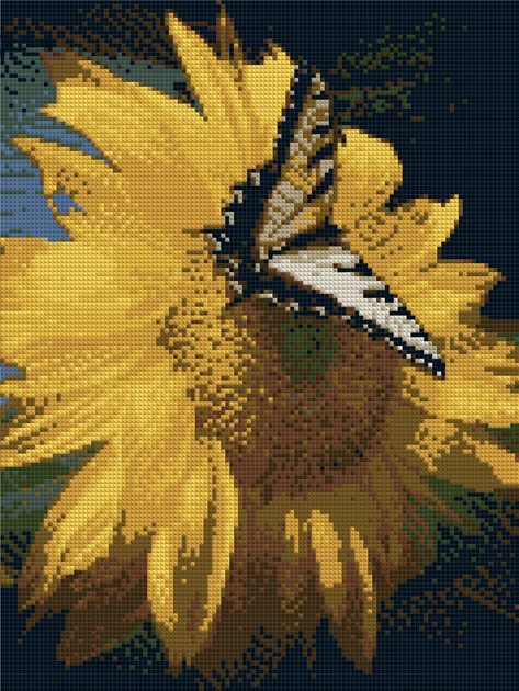 Набор алмазной мозаики Подсолнух с бабочкой 40x30 см - изображение 2