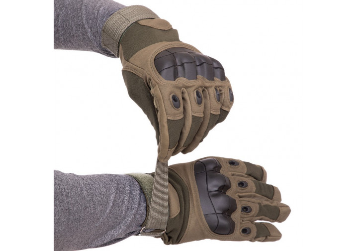 Тактичні рукавиці T-Gloves розмір XL олива (повнопалі воєнні з закритими пальцями осінь-зима для воєнних ЗСУ) EFTGO11 - зображення 2