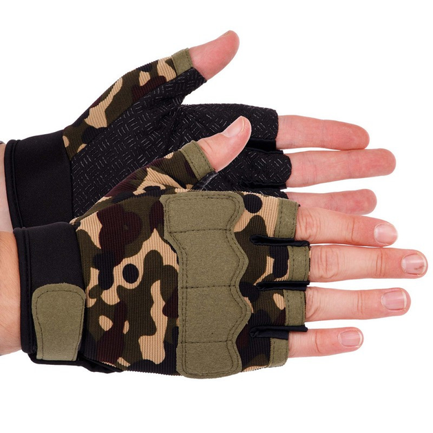 Перчатки тактические с открытыми пальцами Zelart Action 8789 размер L Camouflage - изображение 1