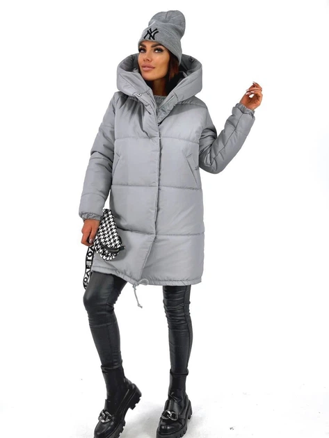 Куртка зимняя с капюшоном Зефирка VC 7596 серый 42-44 – Брендовая