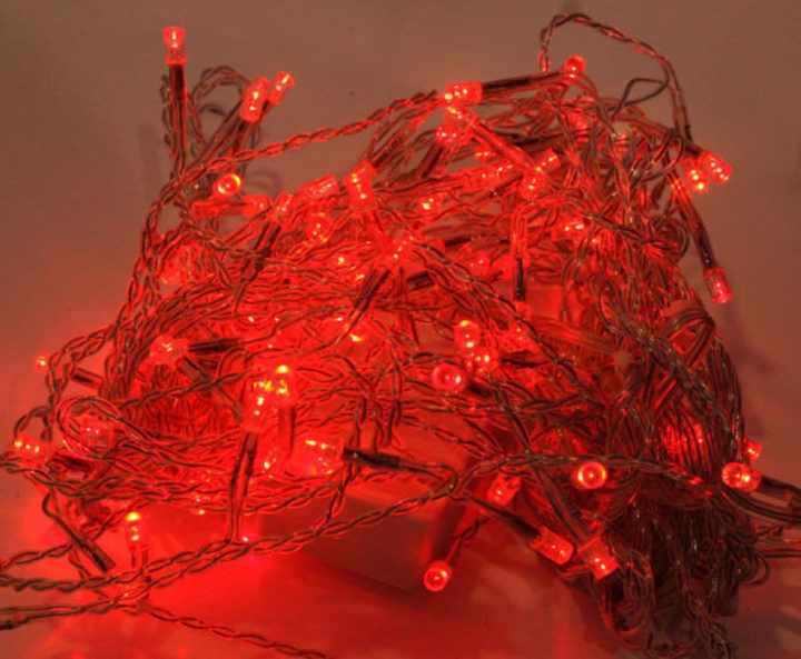 Светодиодная гирлянда Lampiki на 100 LED красная 8 режимов от сети для ...