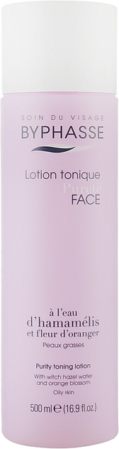 Лосьон-тоник для лица "Гамамелис-Апельсин" - Byphasse Purity Toning Lotion With Hazel Water And Orange Blossom 500ml (240153-61377) 