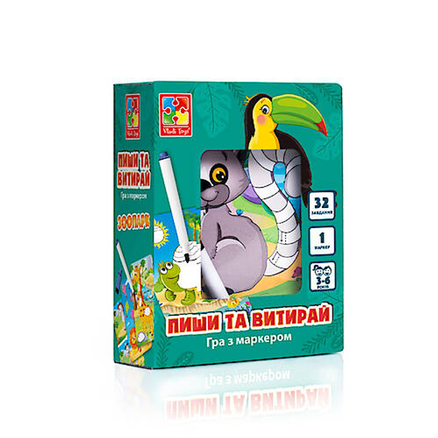 Гра настільна "Пиши та витирай. Зоопарк" (укр) Vladi Toys (VT5010-20) 