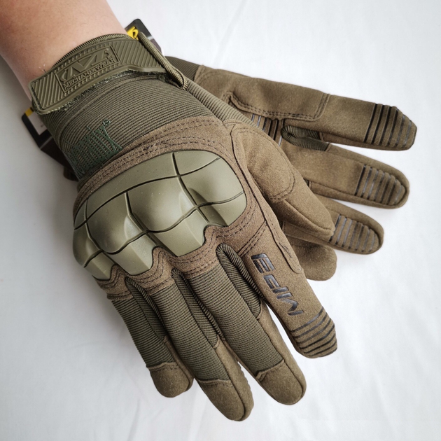 Тактические перчатки Полнопалые M-Pact 3 защитные Mechanix MX-CAM, L Олива - изображение 2