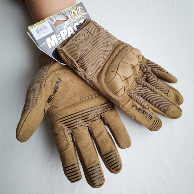 Тактические перчатки Полнопалые M-Pact 3 защитные Mechanix MX-FIT, XXL Койот - изображение 1
