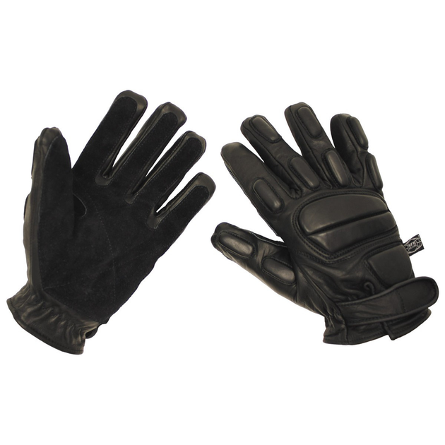 Тактические зимние кожаные перчатки MFH "Protect" стойкие к порезам черные р-р XL (15622_XL) - изображение 1