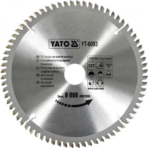 Пильный диск по алюминию Yato YT-6093 210х30 мм 72 зуба – фото, отзывы ...