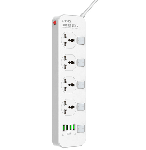 Мережевий фільтр LDNIO SC4408, 4 Розетки + 4 USB, 2 м, перетин 3х0, 75мм - зображення 2