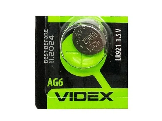 Батарейка годинникова Videx AG6/LR921 BLISTER CARD 10 шт. - Фото 2 Батарейка годинникова Videx AG6/LR921 BLISTER CARD 10 шт. - зображення 2
