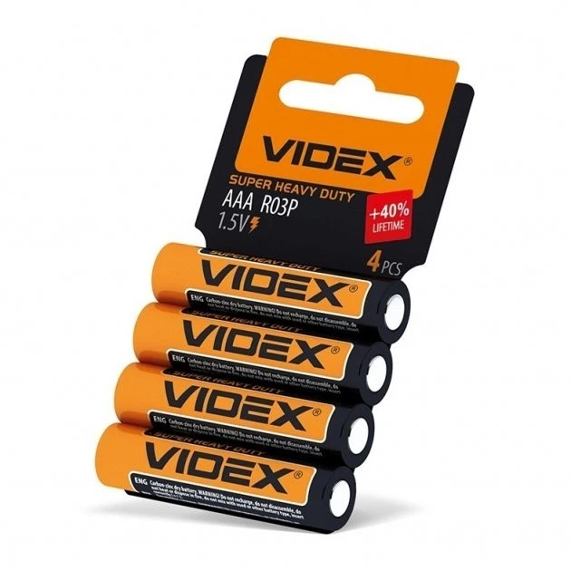 Батарейка солевая Videx R03P/AAA 1шт - Фото 3 Батарейка солевая Videx R03P/AAA 1шт - изображение 3