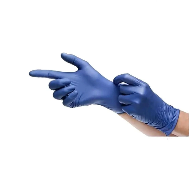 Рукавички нітрилові AMPri Epiderm Protect (100 шт. / 50 пар), синій металік, розмір L - изображение 1