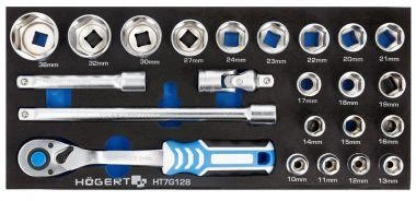 Набор инструментов с трещоткой Hoegert 1/2", 23 шт., ложемент EVA HT7G128 - Фото 1 Набор инструментов с трещоткой Hoegert 1/2", 23 шт., ложемент EVA HT7G128 - изображение 1