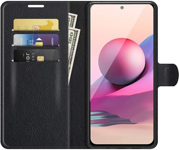 Чехол IETP для Xiaomi Poco M5s книжка кожа PU с визитницей черный - изображение 3