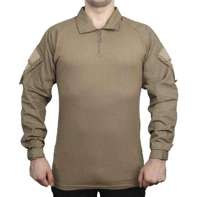 Тактическая рубашка Lesko A655 Sand Khaki 4XL убакс мужская однотонная с хлопка демисезон - изображение 2