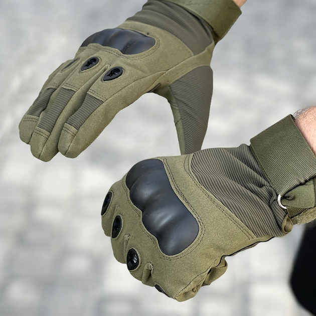 Тактические перчатки полнопалые зеленые 2ХL - изображение 2