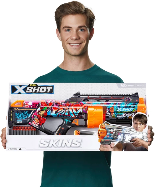 Szybkostrzelny miotacz Zuru X-SHOT Skins Last Stand Graffiti 16 naboi (193052039286) - obraz 8