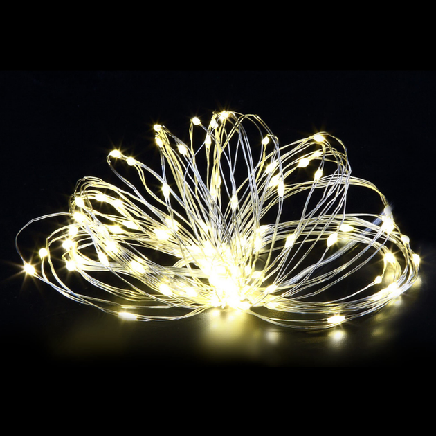 Світлодіодна гірлянда Роса 50 LED 5м білий теплий на батареях - Фото 2 Світлодіодна гірлянда Роса 50 LED 5м білий теплий на батареях - зображення 2