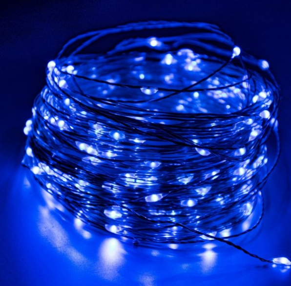 Світлодіодна гірлянда Роса 50 LED 5м синій на батареях - Фото 2 Світлодіодна гірлянда Роса 50 LED 5м синій на батареях - зображення 2